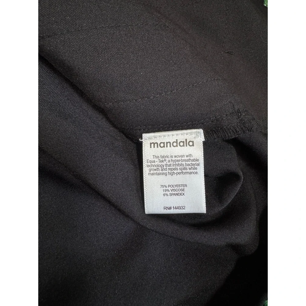 Mandala Black Mandarin Collar‎ Short Sleeve Pullover Top Women's Size L
